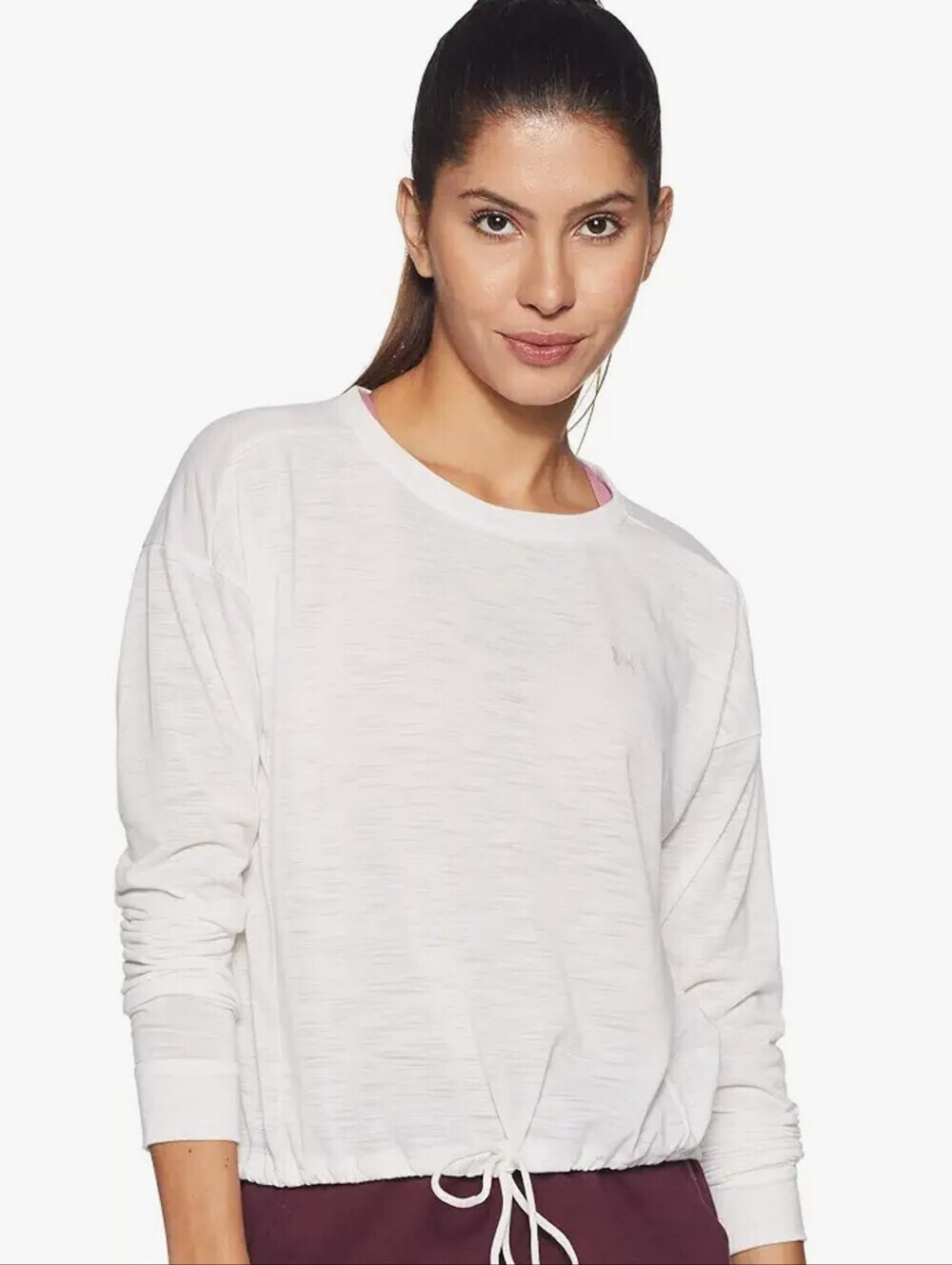 UNDER Armour Whisperlight Cropped Cover Up White Sz L Drawstring Hem